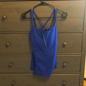 Lululemon workout tank with built in bra. Size 8 royal blue top.
